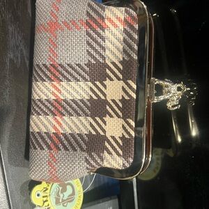 Plaid Clutch with Metal Frame
